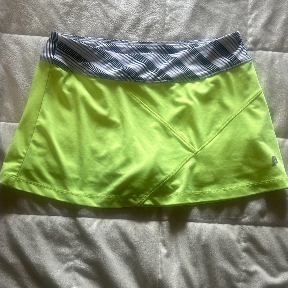 Prince Athletic Neon Yellow Tennis Skort with Striped Waistband women’s medium
